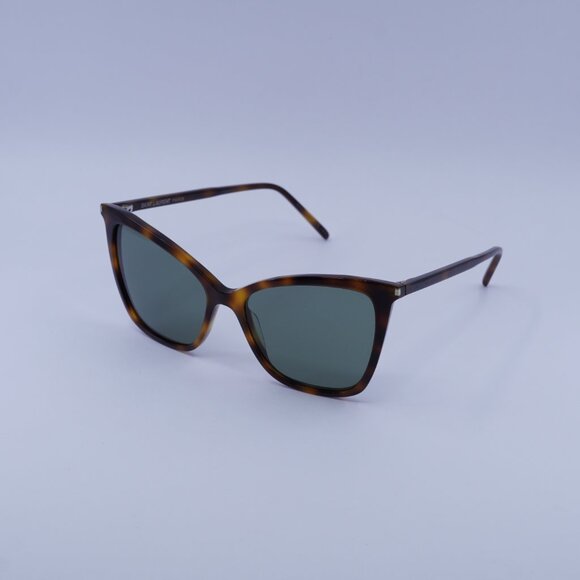 Saint Laurent SL384 002 Sunglasses Havana Cat Eye Frame, Green Lenses - Picture 8 of 11